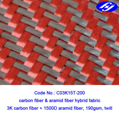 Μαύρο/κόκκινο Twill 2x2 κόκκινο Kevlar Aramid άνθρακα ύφασμα παραγράφου Aramid υφάσματος 200gsm