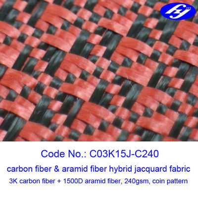 Jacquard υφαμένο νήμα ινών ινών Aramid άνθρακα σχεδίων νομισμάτων ύφασμα